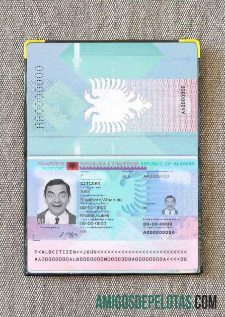 Foto do passaporte da Albânia modelo